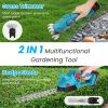Pole Mini Hedge Trimmer & Grass Shear Electric Cordless Handheld Hedge Trimmer With 90° Rotatable Head Telescopic Extension Pole Gloves Goggles
