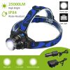 Tactical Led Headlamp Zoomable Torch 3 Light Modes 25000 LUM Camping Backyard Garden Garage
