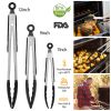 Tongs Stainless Steel Locking Food Tongs 3Pcs with Silicon Tips Bpa Free Non-Stick Bbq Cooking Grilling Locking Food Tongs High Heat Resistant
