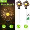 Solar Powered Sun Stake Lamp Ip54 Waterproof Decorative Lamp Crackle Glass Globe Stake Lights For Garden Lawn Yard Driveway