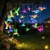 Solar Hummingbird Butterfly Dragonfly Wind Chimes 3Pack 7 Color Changing Wind Chime For Outside Waterproof Garden Yard Decor