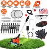 Cordless Grass Trimmer With Wheels 2Pcs 3.0Ah Batteries Rechargeable 3 Types Of Blades Head Angle Adjustable Lightweight