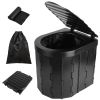 Portable Foldable Emergency Toilet Porta Potty For Car Travel Camping Boating Hiking Emergencies Outside Cleanable with Lid Carry Bag Garbage Bags