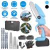 Mini Chainsaw Portable Handheld Cordless Small Chain Saw Battery Powered With 2Pcs 2200Mah Rechargeable Batteries 4In/6In Chains For Pruning