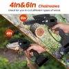 Cordless Electric Pole Saw & Mini Chainsaw & Grass Trimmer Kit 3-In-1 Adjustable Length 2Pcs 21V 1500Mah Batteries 4In 6In Chains Saw Blade 5Pcs