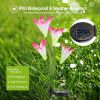 Solar Outdoor Lily Flower Led Light 7-Color Changing Lights 2Pcs Ip65 Waterproof Pathway Stake Lights Patio Decorative Garden Patio