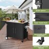 Outdoor Grill Cart With Storage Outdoor Grill Table With Sink Wheels Fold-Down Side Table For Patio Backyard Bbq