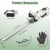 Cordless Rechargeable Hedge Bush Grass Shrub Trimmer 20in 21V with Dual-Action Blades 0.6In Cutting Diameter Safety Lock