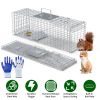 Live Animal Trap Cage 27X7.5X8In Folding Catch And Release Steel Humane Cat Trap For Racoons Stray Cats Rabbits Beavers Hedgehogs Chipmunk Small Anima