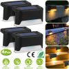 Solar Powered Led Outdoor Lights Ip55 Waterproof Dusk To Dawn Sensor Fence Lamps For Stairs Yard Railing Gardening