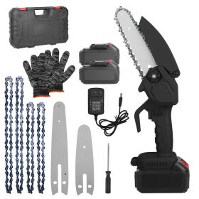 Mini Chainsaw Portable Handheld Cordless Small Chain Saw Battery Powered With 2Pcs 2200Mah Rechargeable Batteries 4In/6In Chains For Pruning