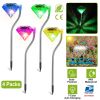 Outdoor Solar Diamond Led Lights 4Pcs 7-Color Changing Ip65 Waterproof Pathway Stake Decorative Lamp For Garden Patio Yard Walkway