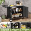 Outdoor Grill Cart With Storage Outdoor Grill Table With Sink Wheels Fold-Down Side Table For Patio Backyard Bbq