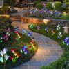 Solar Outdoor Lily Flower Led Light 7-Color Changing Lights 2Pcs Ip65 Waterproof Pathway Stake Lights Patio Decorative Garden Patio