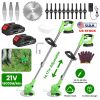 Cordless Rechargeable Grass Trimmer Weed Cutter 21V 300W 18000M/Min 2 Stainless Steel Blades 10 Plastic Blades Garden Lawn Fence