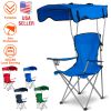 Foldable Canopy Chair Sun Protection 330Lbs Load Folding Seat Cup Holder Camping Backyard Gardening Poolside Travel Picnic