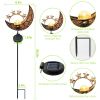 Solar Powered Moon Star Lamp Ip54 Waterproof Decorative Lamp Crackle Glass Globe Stake Iron Lights For Garden Lawn Yard Driveway
