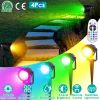 Color Changing Stake Landscape Lights 4Pcs Ip65 Waterproof Led with Remote Control 16 Color Dynamic Lights Lawn, Backyard, Pathway, and Garden