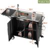 Outdoor Grill Cart With Storage Outdoor Grill Table With Sink Wheels Fold-Down Side Table For Patio Backyard Bbq