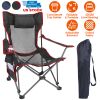 Foldable Camping Chair 330Lbs Ld Heavy Duty Steel Lawn Chair Collapsible Chair With Reclining Backrest Angle Cup Holder Pillow Side Pocket Carry Bag