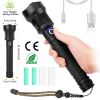 Led Tactical Flashlights 30000Lm Usb Rechargeable Flashlight Water-Resistant Zoomable Led Torch 3 Modes Sos 3200Mah Battery