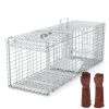 Humane Trap Cage Catch Release Live Animal Rodent Cage Collapsible Galvanized Wire with Gloves Cats Raccoons Beavers Groundhogs Foxes Armadillos