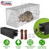 Humane Trap Cage With Waterproof Cover Gloves Catch Release Live Animal Rodent Cage Collapsible Galvanized Wire For Raccoons Beavers Groundhogs