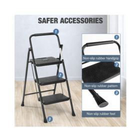 Household Portable 3-layer Step Ladder, With Safety Buckle Stable And Safe
