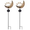 Solar Powered Moon Star Lamp Ip54 Waterproof Decorative Lamp Crackle Glass Globe Stake Iron Lights For Garden Lawn Yard Driveway