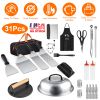 Griddle Accessories Kit Flat Top Grill Accessories 31Pcs Camp Chef With Spatulas Griddle Press Basting Cover Spice Shakers Vegetable Forks