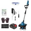 Battery Powered Tiller 800W 21V Cultivator 3.0Ah With 8.66" Width 6.69" Depth Manganese Steel Tines For Soil Cultivation Weeding Garden Lawn