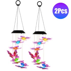 Solar Butterfly 7 Color Changing Wind Chimes For Outside 2Pack Ipx4 Waterproof Outdoor Garden Yard Decor Porch