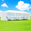 Outdoor Waterproof Canopy Gazebo Patio Party Tent With 6 Window Sidewalls 30′L × 10′W × 8.2′H , 2 Zipper Walls For Wedding, Backyard Event & Temporary
