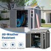 Outdoor Storage Shed With Floor Lockable Garden Shed With 2 Windows Ventilation & Sloped Roof Weather-Resistant For Garden Tools Lawn Equip