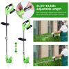 Cordless Rechargeable Grass Trimmer Weed Cutter 21V 300W 18000M/Min 2 Stainless Steel Blades 10 Plastic Blades Garden Lawn Fence