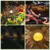 Solar Powered Sun Stake Lamp Ip54 Waterproof Decorative Lamp Crackle Glass Globe Stake Lights For Garden Lawn Yard Driveway