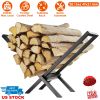 Firewood Log Rack 220Lbs Steel Wood Lumber Storage Stacking Rack X Shape Storage Holder For Fireplace Firepit