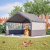 Extra Large Outdoor Dog House Tent 4'X4'X3' Breathable Outdoor Enclosure With 3-Sided Roll-Up Mesh Windows Ground Stakes Storage Bag For Critters