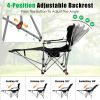 Reclining Camping Chair With Footrest 4-Position Adjustable Outdoor Folding Chair Heavy Duty Portable Camping Lounge Chair With Headrest Cup Holder