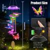 Solar Butterfly Wind Chime With Aluminum Tubes 7 Color Changing Wind Chime For Outside Ip44 Waterproof Outdoor Garden Yard Decor