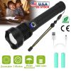 Led Tactical Flashlights 30000Lm Usb Rechargeable Flashlight Water-Resistant Zoomable Led Torch 3 Modes Sos 3200Mah Battery