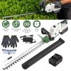 Cordless Rechargeable Hedge Bush Grass Shrub Trimmer 20in 21V with Dual-Action Blades 0.6In Cutting Diameter Safety Lock