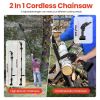 Cordless Electric Pole Saw & Mini Chainsaw & Grass Trimmer Kit 3-In-1 Adjustable Length 2Pcs 21V 1500Mah Batteries 4In 6In Chains Saw Blade 5Pcs
