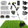 21V Rechargeable Weed Eater Edger String Trimmer Grass Mower Bush Cutter with 16800Rpm 2X 3000Mah Batteries 3.6-4.6Ft Length 90° Rotatable Angle