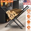 Firewood Log Rack 220Lbs Steel Wood Lumber Storage Stacking Rack X Shape Storage Holder For Fireplace Firepit