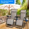 Foldable Zero Gravity Lounge Recliner Chair Dual Side Tray 330Lbs Load 2Pcs Stress Relief Pillow Patio Garage Backyard Lying Chair