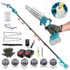 2-In-1 Cordless Pole Saw Mini Chainsaw with Extension Pole 21V Battery 8” Electric Brushless Pole Chainsaw With Auto Oiler Safety Switch 6.4Lbs