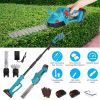 Pole Mini Hedge Trimmer & Grass Shear Electric Cordless Handheld Hedge Trimmer With 90° Rotatable Head Telescopic Extension Pole Gloves Goggles