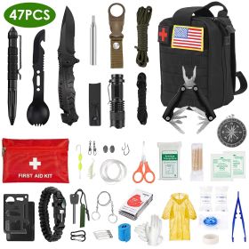 Emergency Survival Kit Survival Gear Equipment & First Aid Supplies Kit 47Pcs For Hunting Camping Outdoor Adventure Gardening ETC.