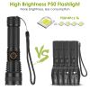 Tactical Led Flashlight Zoomable Rechargeable Search Light Torch 50000Lm 5Modes Night Light For Night Walking Adventures